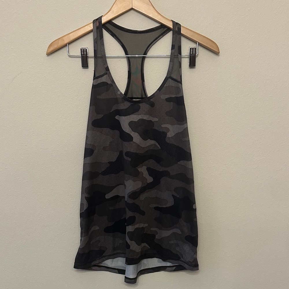 Gray Camo Racerback Tank Top - Women